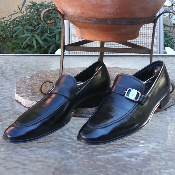 💯 !!!!!SOLD!!!!!!   Salvatore Ferragamo Black Leather Rain Lux Slip  Ons - Picture 5 of 14